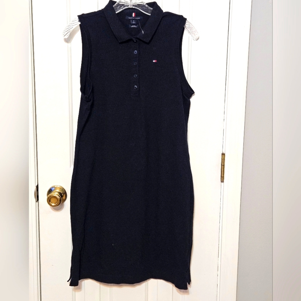 Tommy Hilfiger Womens Slim Fit Sleeves Polo Dress size Medium Navy